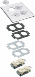 Nickel-Plated 2-Gang Metallic Cover with Threaded Plugs, 4.937 Inch x 4.662 Inch