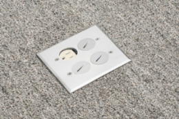 Floor Box Kit, 2-Gang, 4.662 Inch Width, Nickel-Plated Steel Cover