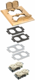 2-Gang Brass Metal Cover with Flip Lids, 5.018 Inch Width, cULus Listed