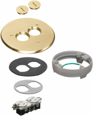 6 Inch Round Brass Cover Kit with (2) Threaded Plugs, cULus Listing