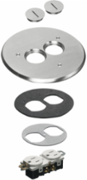 6 Inch Round Nickel-Plated Cover Kit with 2 Threaded Plugs, 1-Gang