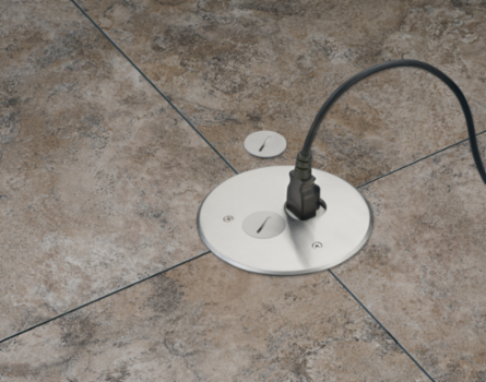 6" round nickel cover kit with (2) threaded plugs, includes leveling ring.