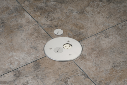 6" round nickel cover kit with (2) threaded plugs, includes leveling ring.