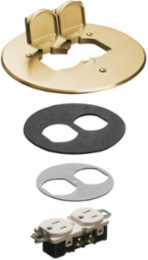 6 Inch Round Brass Plated Cover Kit with 2 Flip Lids, 1-Gang, 1.300 lbs