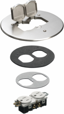 6 Inch Round Nickel-Plated Cover Kit with 2 Flip Lids, 1-Gang