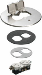 6 Inch Round Nickel-Plated Cover Kit with 2 Flip Lids, 1-Gang