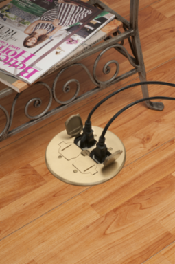 Combination Floor Box Kit, 2-Gang, Brass Cover, 6 Inch Height, 6 Inch Width