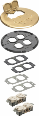 Floor Box Trim Kit for FLB5548, 6 Inch x 6 Inch, Brass, 2-Gang