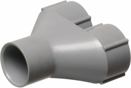 Y Adapter for Conduit, Two 1 Inch Openings, Plastic, Gray