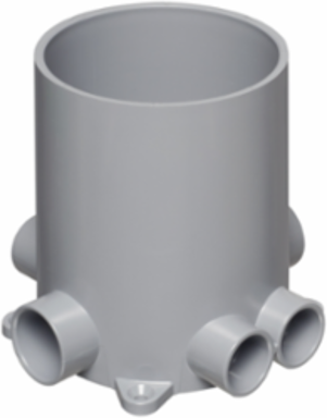 Non-Metallic 4-1/2 Inch Round Box, Low Voltage Divider, 6 Hubs, 1.534 lbs