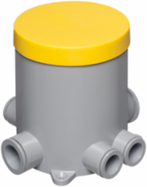 Non-Metallic 4-1/2 Inch Round Box, Low Voltage Divider, 6 Hubs, 1.534 lbs