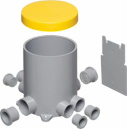 Non-Metallic 4-1/2 Inch Round Box, Low Voltage Divider, 6 Hubs, 1.534 lbs