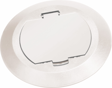 Round Plastic Cover Kit 1-Gang 5.750 Inch White with Flip Lid