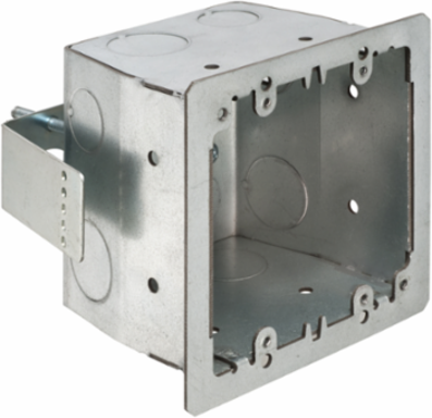 Steel 4 Inch 2-Gang Box with 1/2 Inch & 3/4 Inch Knockouts, 42.3 cu. in.