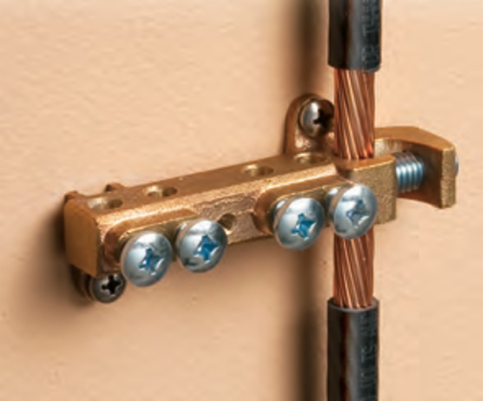 Intersystem Grounding Bridge, Bronze, 4 Termination Points, #4 to #14 Cable Range