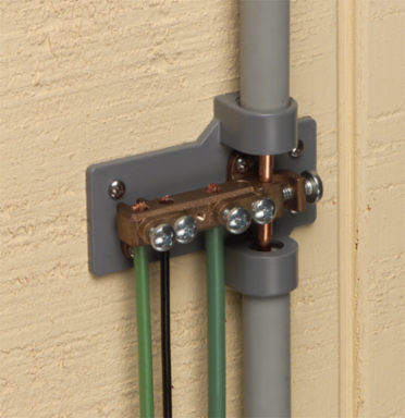 Intersystem Grounding Bridge, Bronze, 4 Termination Points, PVC Adapter for 1/2 Inch Pipe