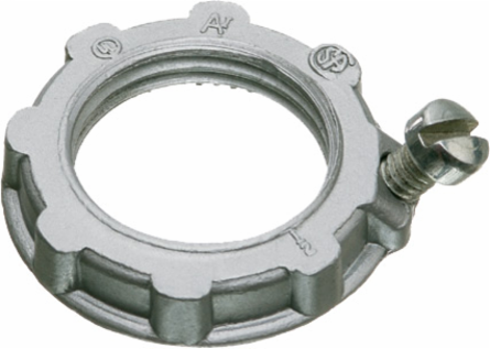 Zinc Die cast grounding locknut for rigid conduit. Trade Size 1-1/4".