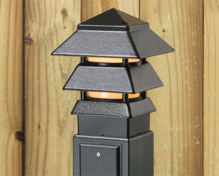 Pagoda-Style Landscape Light Fixture, Black, 8.573 Inch Height, 4.750 Inch Width, 40W Bulb Max