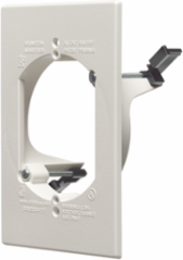 Low Voltage Cable Entry Bracket, 1-Gang, 3-1/2 Inch Hole Saw Installation, White