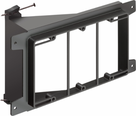 Nail on, Three gang, Low Voltage mounting bracket for new construction on wood studs. Built in loop to tie off cable.
