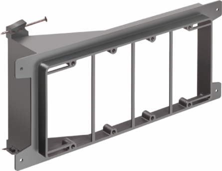 Nail-On 4-Gang Low Voltage Mounting Bracket, 9.615 Inch Width, Plastic