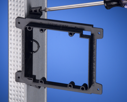 Screw-On 2-Gang Low Voltage Mounting Bracket - Plastic, Black, 4.17 Inch Height, 5.49 Inch Width