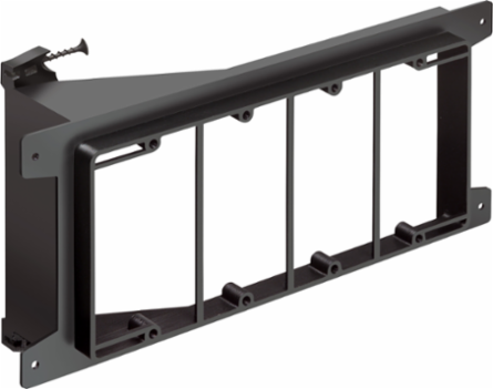 Screw-On 4-Gang Low Voltage Mounting Bracket, 9.615 Inch x 4.300 Inch, Plastic, Black
