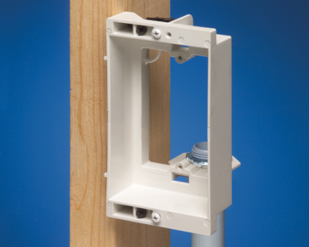 Recessed Low Voltage Mounting Bracket, 1-Gang, 4.200 Inch Width, White Paintable