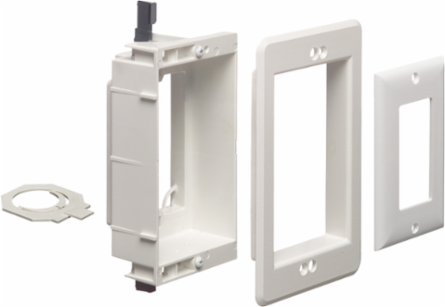 Recessed Low Voltage Mounting Bracket, 1-Gang, 4.200 Inch Width, White Paintable