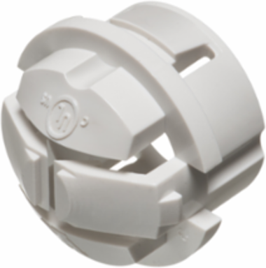 3/4" White Button TM Non-Metallic Push-In Connector from inside or outside of the box. It works with a wide variety of NM cables including NMB-PCS and Canada&s NMD90.