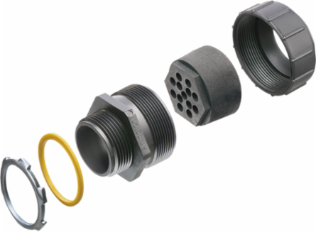 Non-Metallic 1-1/4 Inch Multi-Hole Cord Grip, 0.225" - 0.255" Cable Range, Holds 13 Cables