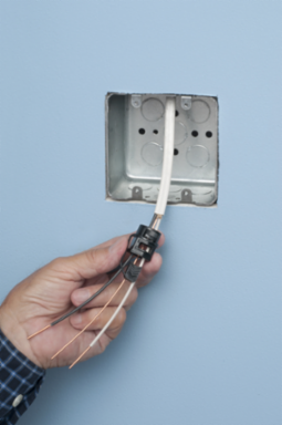 Non-Metallic Push-In Connector 1/2 Inch Knockout, Black Plastic