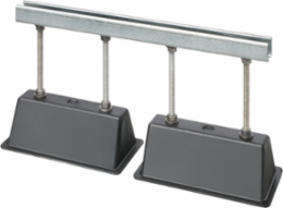 Roof Topper, supports and raises conduit or raceway 12" off the roof surface. Made of 100% UV resistant recycled material. Supports up to 2000lbs. 21" strut.