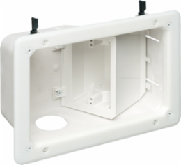 Plastic Recessed TV Box 2-Gang with Angled Opening, 10.21 Inch Width, 7.56 Inch Height, Grounding Clip