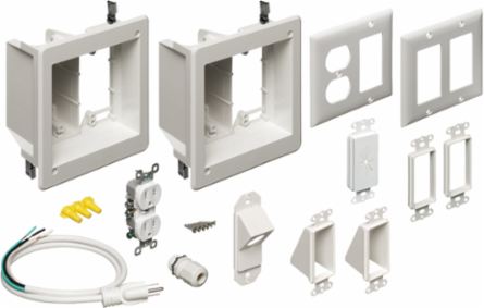 TV Bridge Kit - 2-Gang, 6.942 Inch Height, Plastic, cETLus Listed