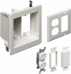 Plastic Recessed TV Box 2-Gang, 6.942 Inch Height, 6.254 Inch Width