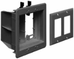 Recessed Plastic TV BOX. For new or existing construction. Comes with low voltage divider. Color Black. With Grounding Clip.