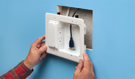 Low Profile Non-Metallic TV Box Kit for Flush Mount, 1-1/4 Inch Depth, 5" x 8" Box