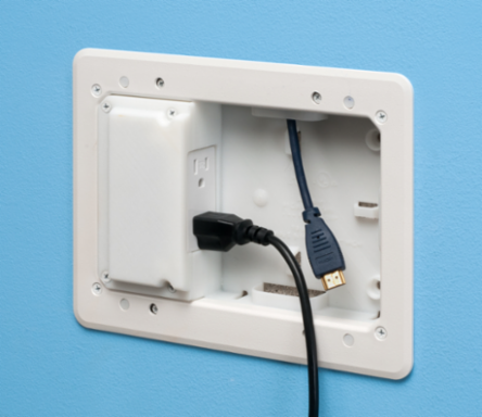 Low Profile Non-Metallic TV Box Kit for Flush Mount, 1-1/4 Inch Depth, 5" x 8" Box