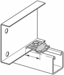 CABLE TRAY CLAMP/GUIDE, 2 1/4" OVERALL LENGTH, WITH 3/8" HARDWARE, ZINC PLATED