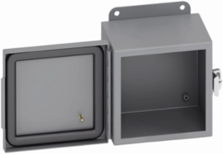 Eaton B-Line series JIC panel enclosure, 12" height, 5" length, 10" width, NEMA 4, Hinged cover, 4CHC enclosure, Wall mount, Small single door, External mounting feet, Carbon steel, Seamless poured in-place gasket