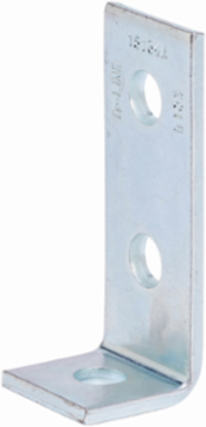 Eaton B-Line series strut fittings and accessories, 4.12" Height, 4.12" Length, 1.62" Width, 0.56lbs, Steel, Pre-assembled fitting, Three hole corner angle, 90 deg, Thickness 1/4 in, Electro-plated
