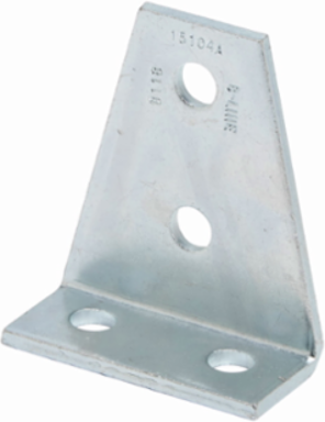 Four Hole Gussetted Shelf Angle, 4.12 Inch Height, 1.62 Inch Width, Steel, DURA GREEN