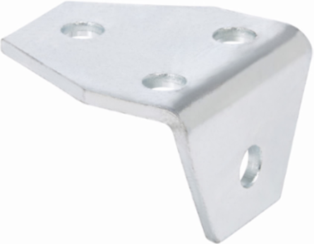 Four Hole Gussetted Three Way Shelf Angle, 2.75 Inch Height, 3.5 Inch Width, Steel
