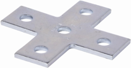 Flat Five Hole Cross Plate, Steel, 5.37 Inch Height, 1/4 Inch Thickness