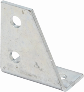 Four Hole Gussetted Corner Angle, 3.5 Inch Height, 3.93 Inch Length, Steel, 1/4 Inch Thick