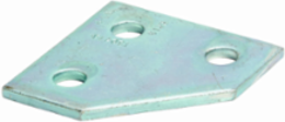Flat Three Hole Corner Gusset Plate, 3.5 Inch Height, 1.62 Inch Width, Steel, 1/4 Inch Thickness