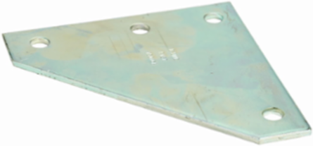 DURA GREEN Flat Four Hole Corner Gusset Plate, 7.62 Inch Height, 7.62 Inch Length, 1/4 Inch Thickness, Steel