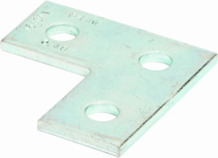 Flat Three Hole Corner Plate, 3.5 Inch Height, 3.5 Inch Length, Steel, Yellow Zinc Chromate