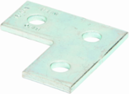 Flat Three Hole Corner Plate, 3.5 Inch Height, 3.5 Inch Length, Steel, 1/4 Inch Thickness